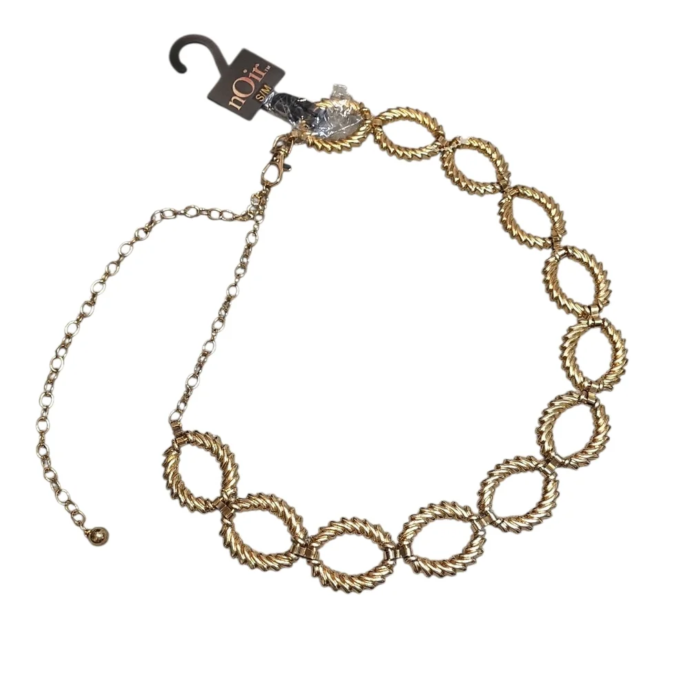 Y2K Noir Gold Chain Belt Adjustable Clasp Statement Jewelry Belt Festival Sz S/M
